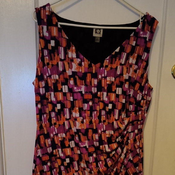 Anne Klein | Pink and Orange Abstract Midi Dress - Picture 1 of 5